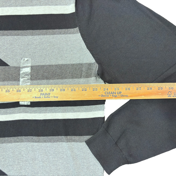 Alfani 100% Cotton Golf Black Gray Striped Crewneck Sweater Men’s XXLarge - Picture 7 of 13